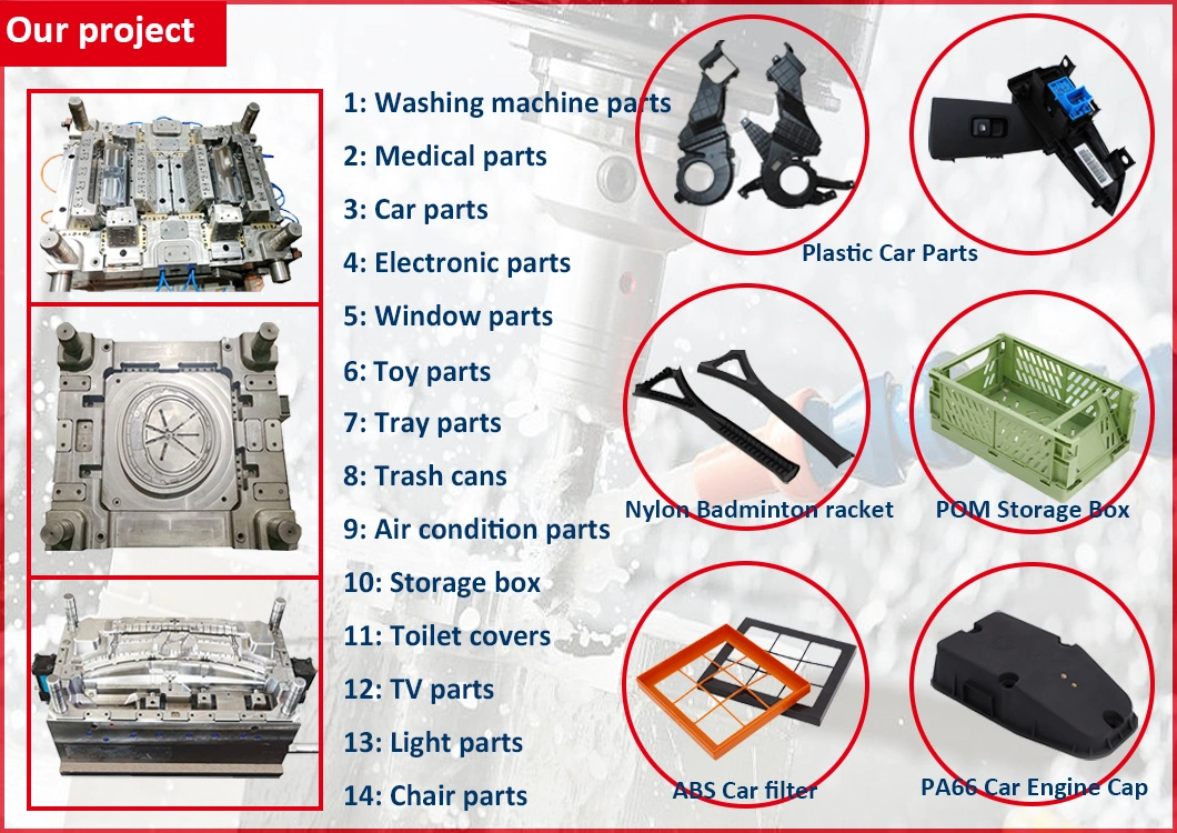 Custom Plastic Injection Mold with PP PA PE PS PC POM PA6 Mold for Automotive/Medical/Furniture/Vehicle/Oven/Water Heater/Thermometer/Dust Catcher/Curtain Hook