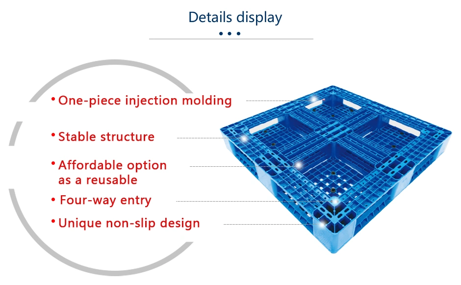 Euro Recycle Industrial Heavy Duty Plastic Pallet Shipping Production Export Warehouse Storage Use Single Faced Side Type Rack Able Anti-Slip HDPE